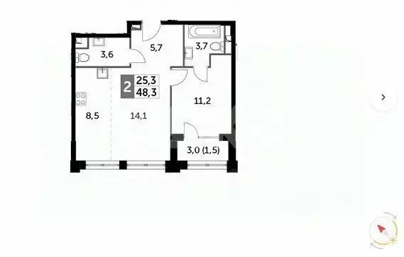2-к кв. Москва Шелепихинская наб., 40к3 (48.3 м) - Фото 1