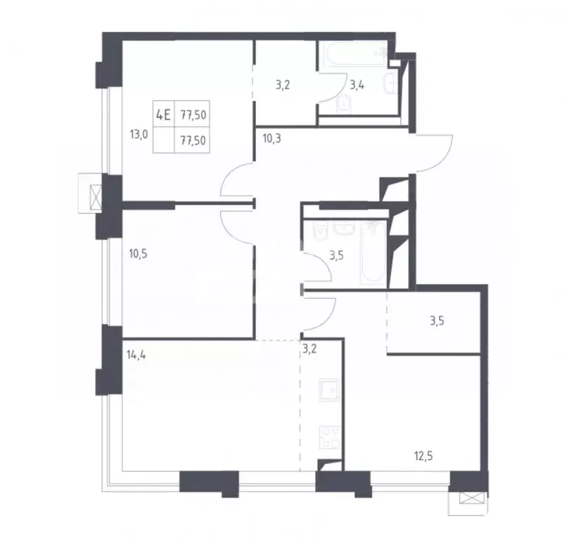3-комнатная квартира: Москва, ЖК Верейская 41, 3.2 (77.5 м) - Фото 1
