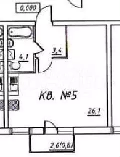 Квартира-студия, 34,3 м, 1/3 эт. - Фото 0