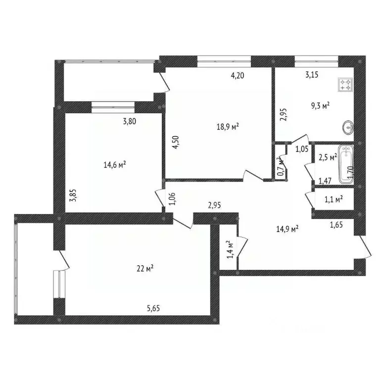 3-к кв. Башкортостан, Уфа ул. Султанова, 24 (88.4 м) - Фото 2