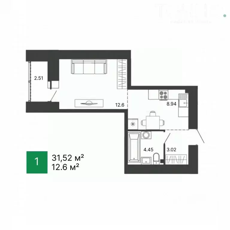 1-к кв. Пензенская область, Пенза ул. Измайлова, 41В (28.9 м) - Фото 0