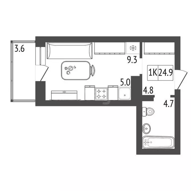 Продаётся квартира-студия, 25.6 м - Фото 0