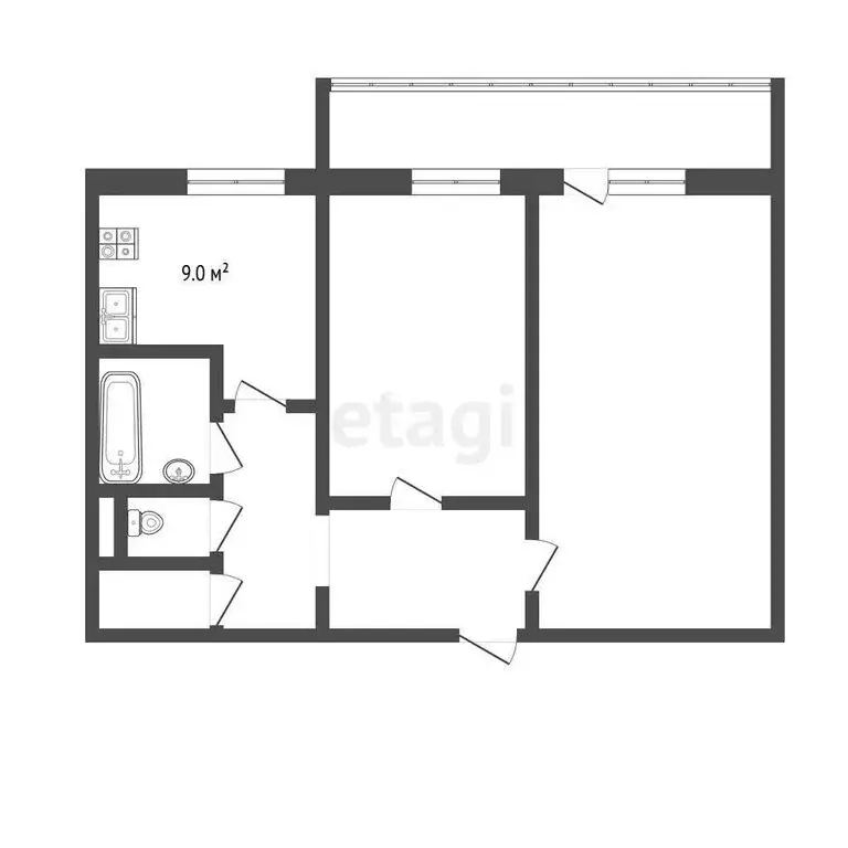 2-комнатная квартира: Череповец, Первомайская улица, 39 (53.2 м) - Фото 0