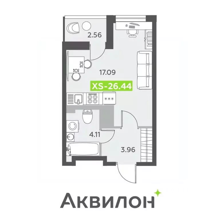 Студия Санкт-Петербург пос. Шушары,  (26.44 м) - Фото 0