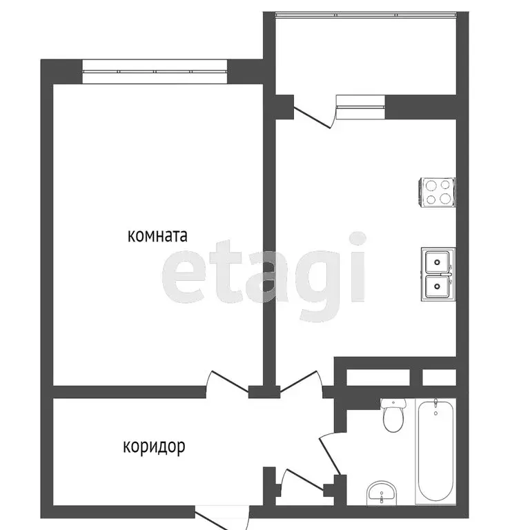 1-комнатная квартира: Тюмень, улица Александра Протозанова, 12к1 (38.8 ... - Фото 2