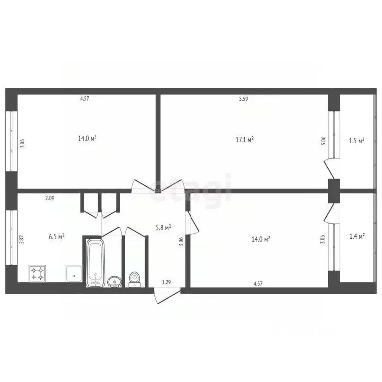 3-к кв. Мордовия, Саранск ул. Сущинского, 9 (64.1 м) - Фото 2