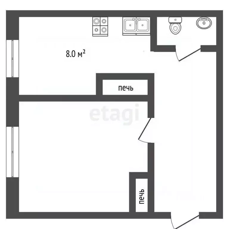 1-к кв. Псковская область, Печорский муниципальный округ, д. ... - Фото 1