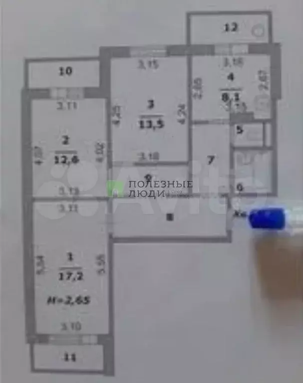 3-к. квартира, 71 м, 7/10 эт. - Фото 0