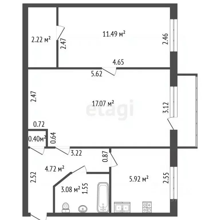 2-к кв. Санкт-Петербург ул. Седова, 124 (44.9 м) - Фото 2