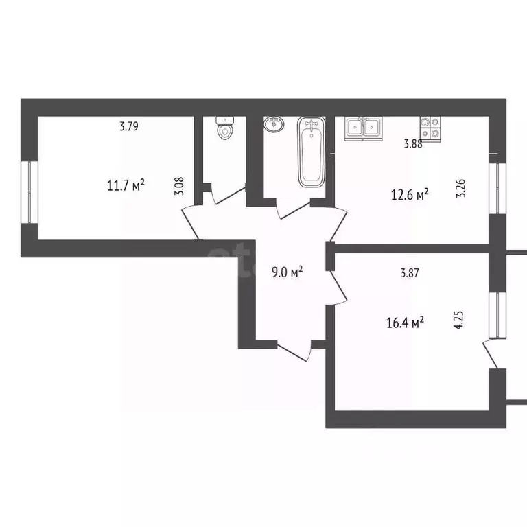 2-к кв. Вологодская область, Вологда Петрозаводская ул., 16Б (56.0 м) - Фото 2