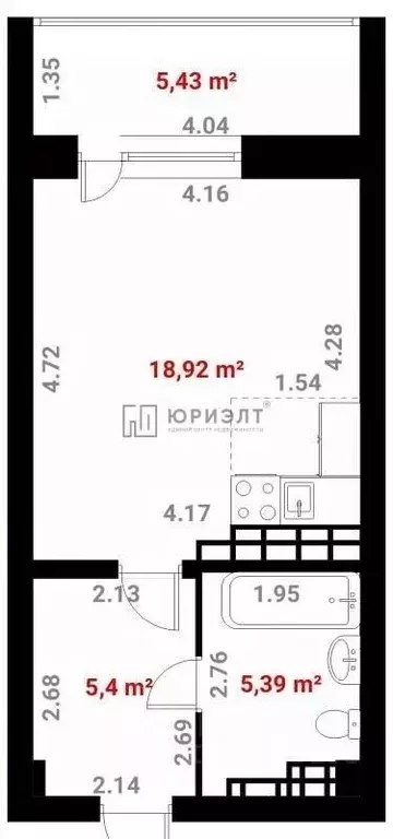 Студия Свердловская область, Екатеринбург ул. Крауля, 168Б (29.1 м) - Фото 2