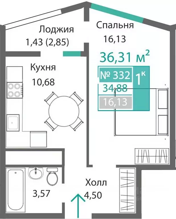 1-к кв. Крым, Симферополь Крымская роза мкр,  (36.31 м) - Фото 0