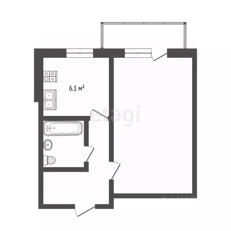 1-к кв. Тюменская область, Тюмень ул. Мамина-Сибиряка, 20 (31.9 м) - Фото 0