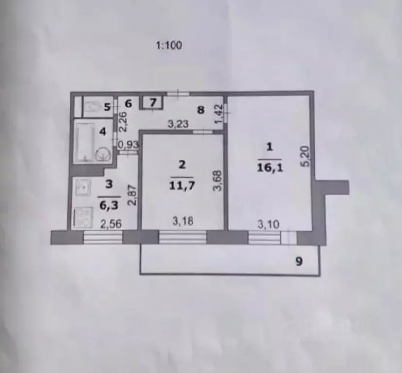 2-к кв. Белгородская область, Белгород ул. Губкина, 29 (45.0 м) - Фото 1