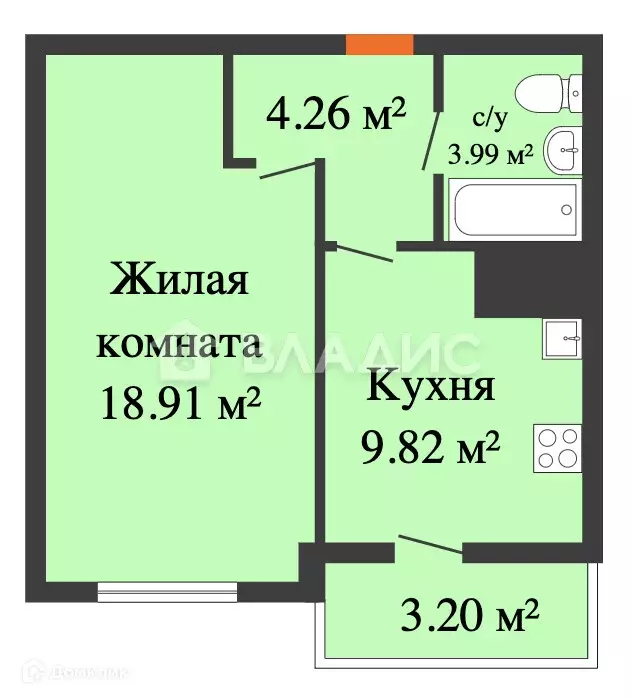 Продаётся 1-к квартира, 38.58 м - Фото 1
