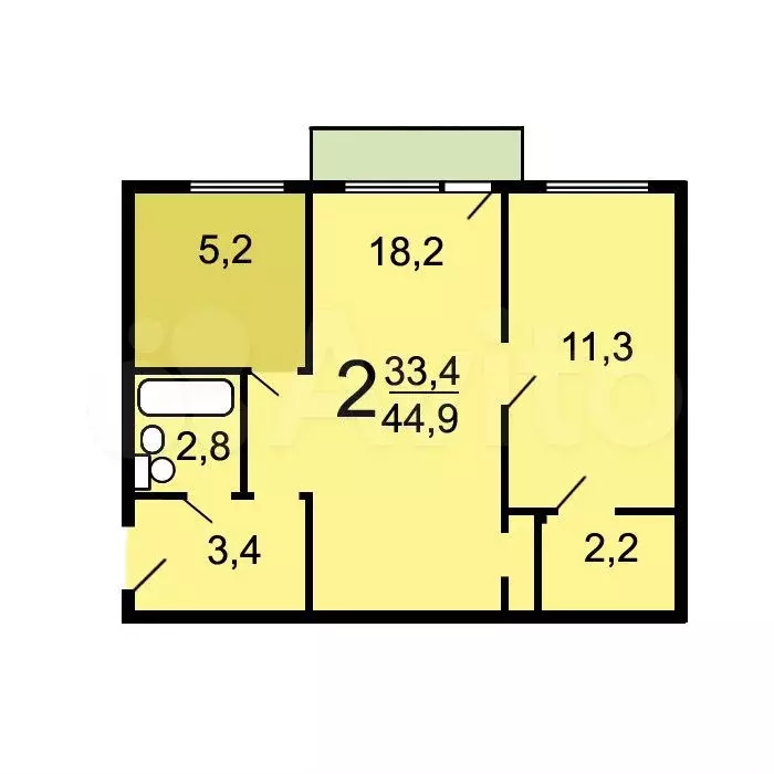 Аукцион: 2-к. квартира, 44,3 м, 1/5 эт. - Фото 0