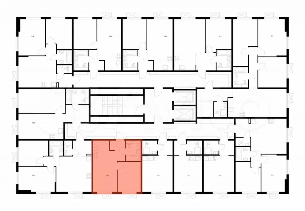 1-к. квартира, 34,4 м, 7/9 эт. - Фото 1