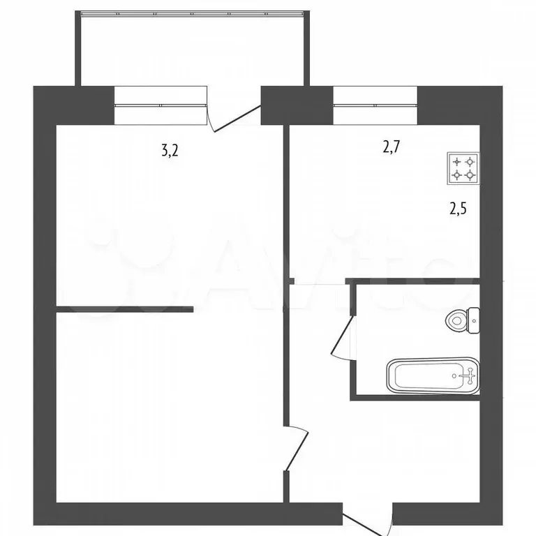1-к. квартира, 35,4 м, 4/5 эт. - Фото 0