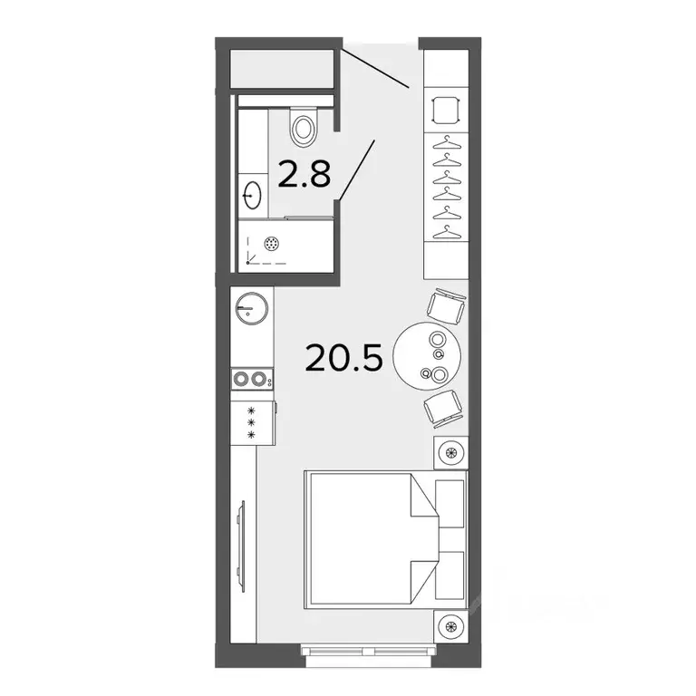 Студия Санкт-Петербург Заозерная ул., 3к3 (23.0 м) - Фото 0