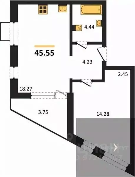 1-к кв. Воронежская область, Воронеж наб. Чуева, 7 (45.55 м) - Фото 0