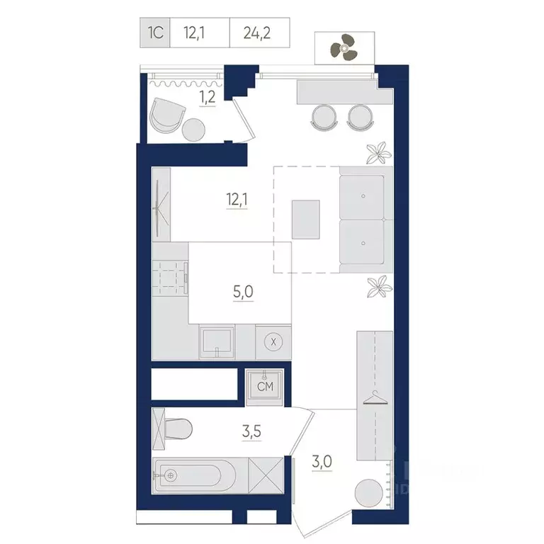 1-к кв. Башкортостан, Уфа ул. Евгения Столярова, 13 (24.2 м) - Фото 1