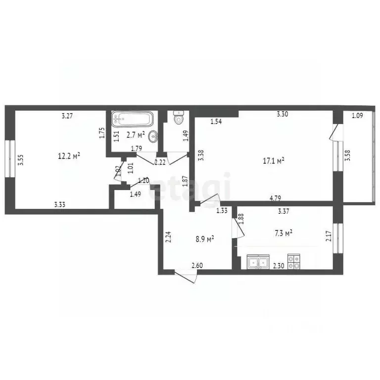 2-к кв. Тамбовская область, Тамбов Магистральная ул., 6 (50.2 м) - Фото 2