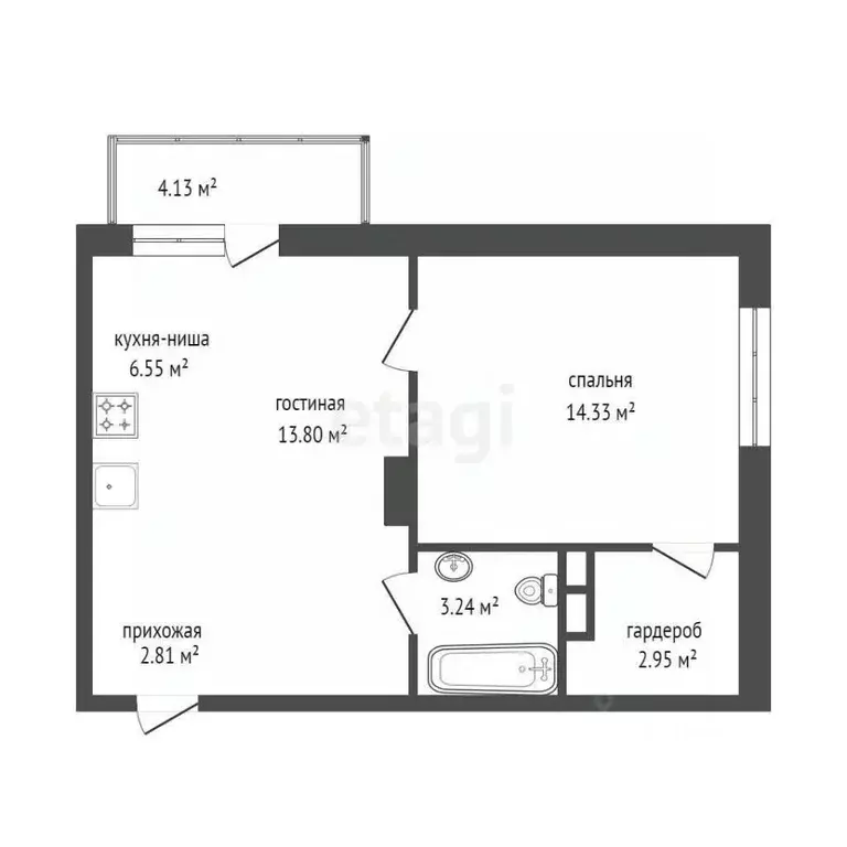 2-к кв. Красноярский край, Красноярск Свободный просп., 66Н (43.8 м) - Фото 2