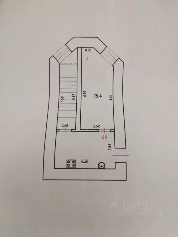 Студия Самарская область, Самара ул. Фрунзе, 87/89 (26.8 м) - Фото 1