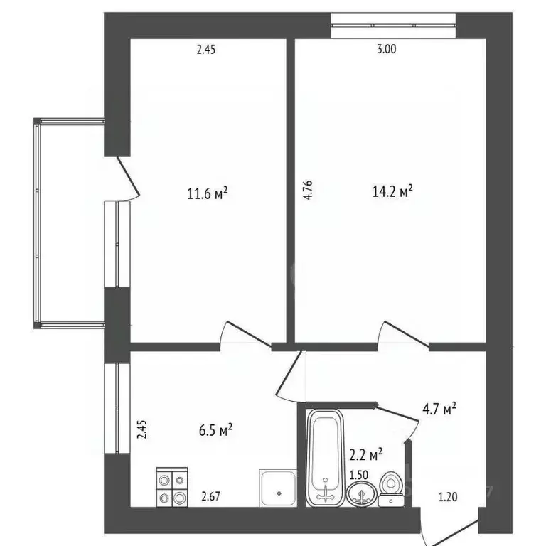 2-к кв. Севастополь просп. Генерала Острякова, 9 (39.2 м) - Фото 0