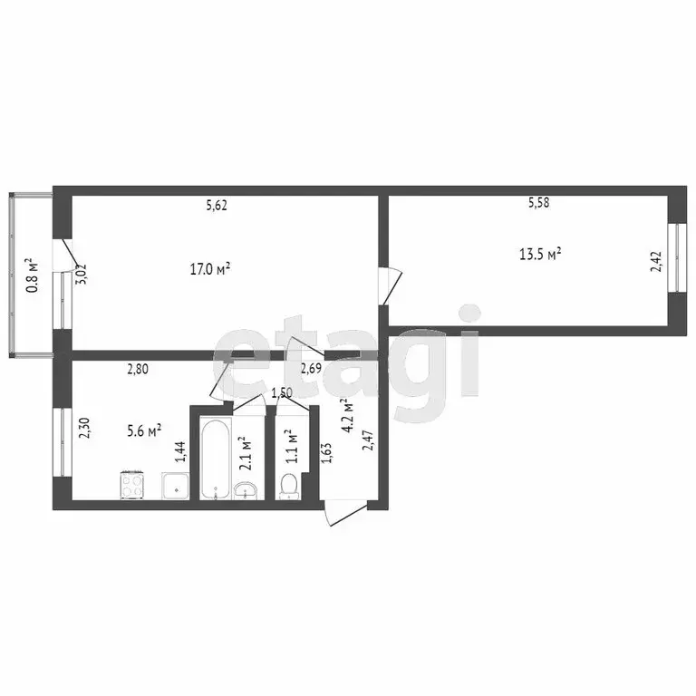2-комнатная квартира: Тверь, бульвар Гусева, 26 (45 м) - Фото 0