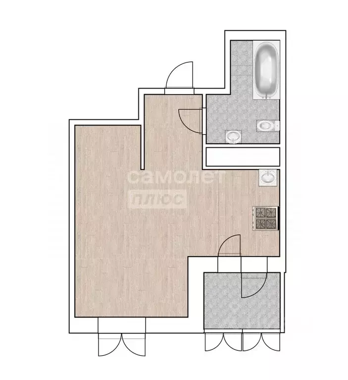 Студия Тюменская область, Тюмень Дамбовская ул., 27к1 (25.0 м) - Фото 2