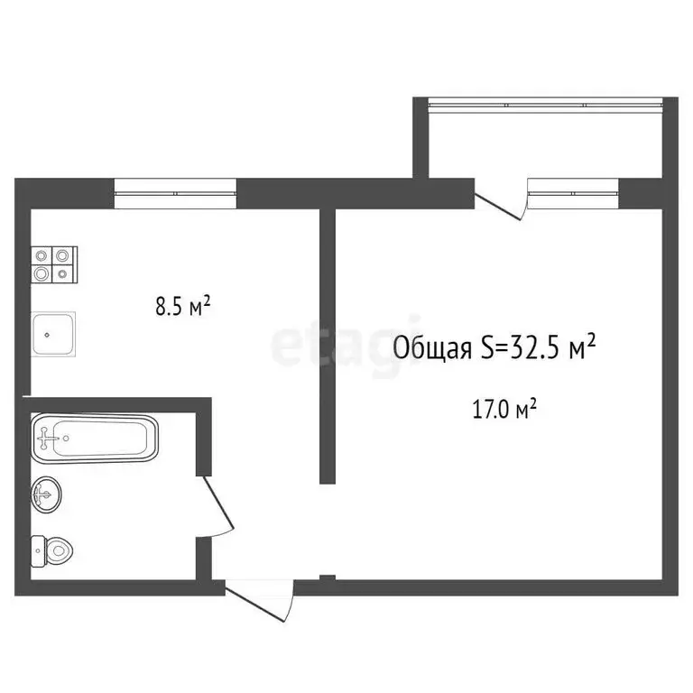 1-комнатная квартира: Брянск, улица Романа Брянского, 31 (32.8 м) - Фото 1