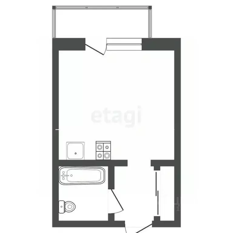 Студия Тюменская область, Тюмень Харьковская ул., 85а (23.6 м) - Фото 2