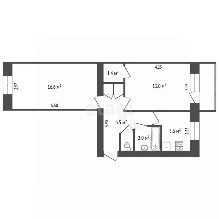 2-к кв. Хабаровский край, Хабаровский район, с. Мирное Клубная ул., 8 ... - Фото 2
