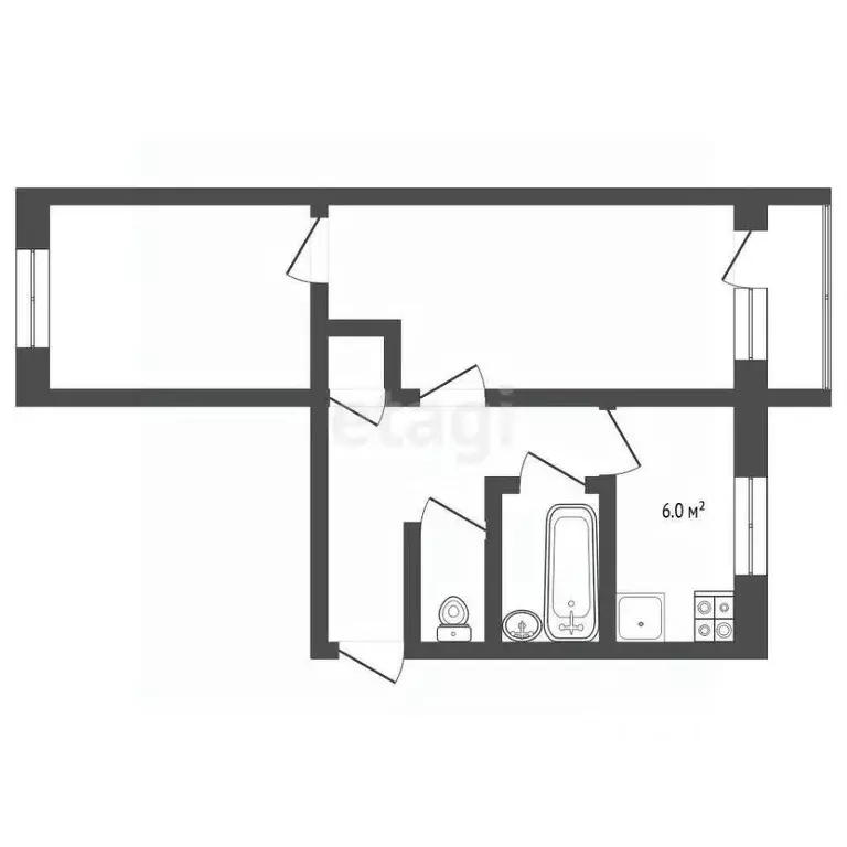 2-к кв. Вологодская область, Череповецкий район, д. Климовское 5 (46.4 ... - Фото 2