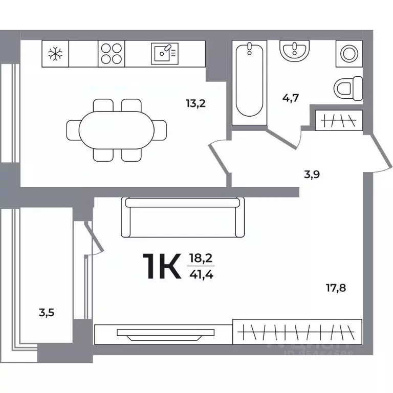 1-к кв. Новосибирская область, Новосибирск Беловежский мкр,  (41.1 м) - Фото 0