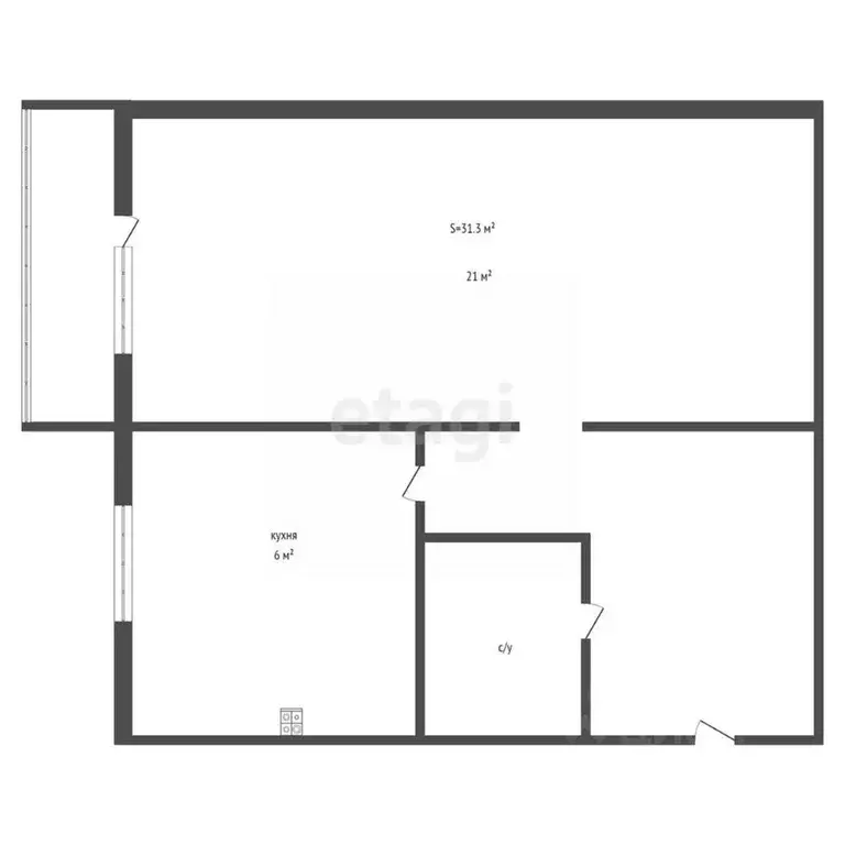 1-к кв. Брянская область, Брянский район, Новодарковичское с/пос, пос. ... - Фото 2