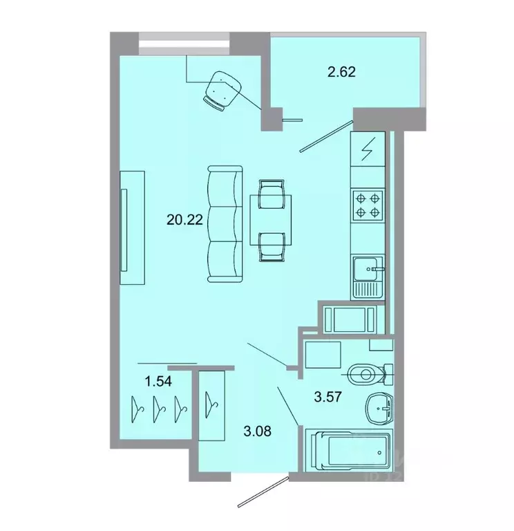 Студия Ленинградская область, Всеволожский район, пос. Бугры ул. ... - Фото 1