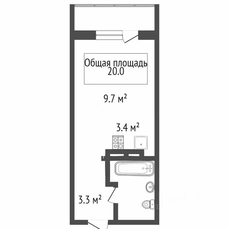 1-к кв. Новосибирская область, Новосибирск ул. Виктора Уса, 7 (19.3 м) - Фото 1