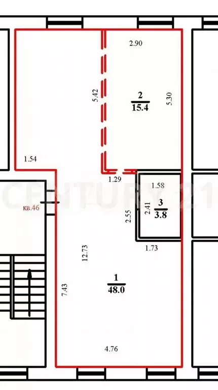 2-к. квартира, 69 м, 4/4 эт. - Фото 0