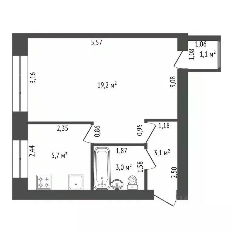 1-к кв. Башкортостан, Уфа просп. Октября, 146 (32.1 м) - Фото 2