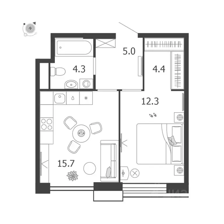 1-к кв. Москва Летниковская ул., 6к2 (41.7 м) - Фото 1