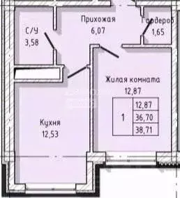 1-к кв. Кабардино-Балкария, Нальчик ул. Тарчокова, 56 (38.71 м) - Фото 1
