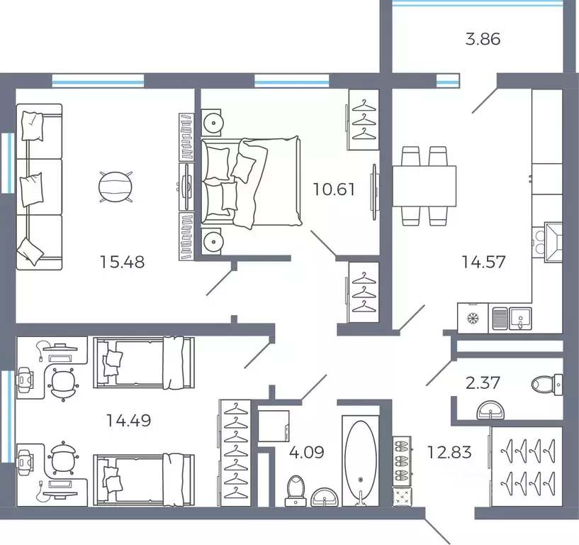 3-к кв. Самарская область, Волжский район, Черноречье с/пос, с. ... - Фото 1