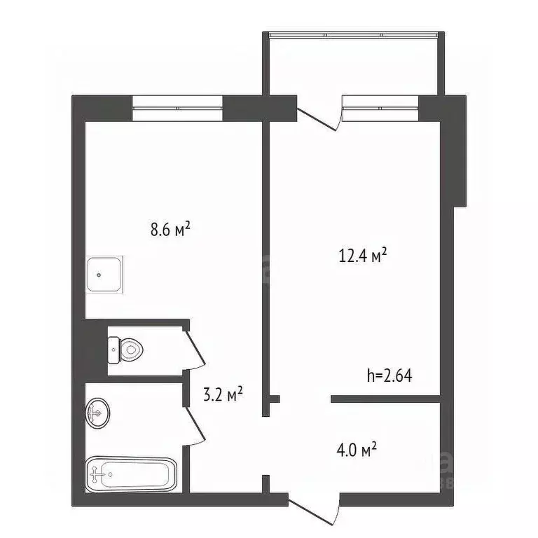 1-к кв. Красноярский край, Красноярск Судостроительная ул., 26 (31.6 ... - Фото 2
