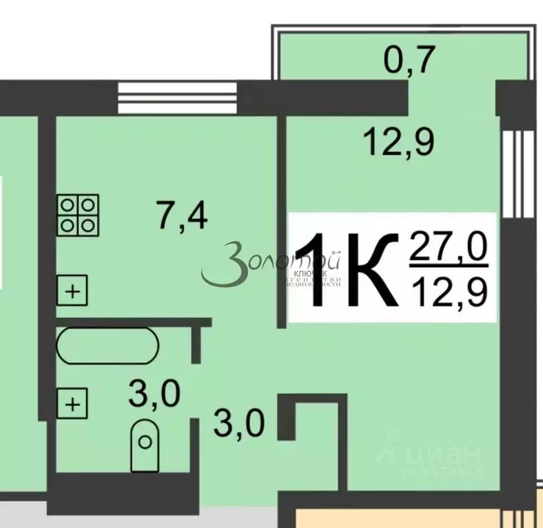 1-к кв. Нижегородская область, Нижний Новгород ул. Движенцев, 34 (27.0 ... - Фото 2