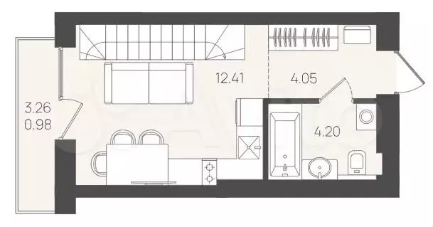 Квартира-студия, 58,5 м, 1/5 эт. - Фото 1
