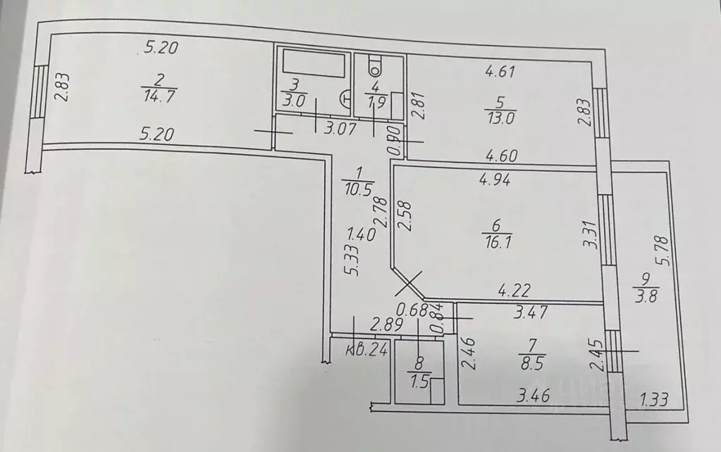 3-к кв. Татарстан, Набережные Челны ул. Гостева, 57 (69.2 м) - Фото 1