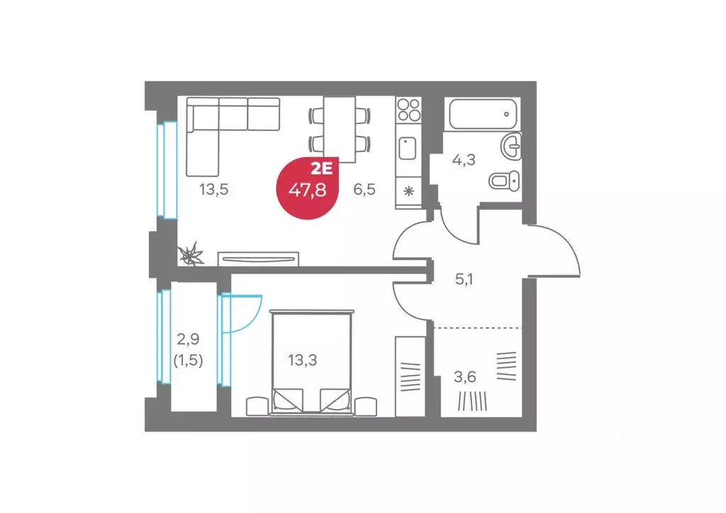 2-к кв. Пермский край, Пермь Советская ул., 16 (47.8 м) - Фото 1