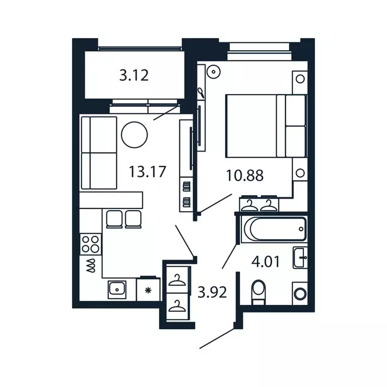 1-комнатная квартира: Новоселье, Центральная улица, 30к2 (31.3 м) - Фото 0
